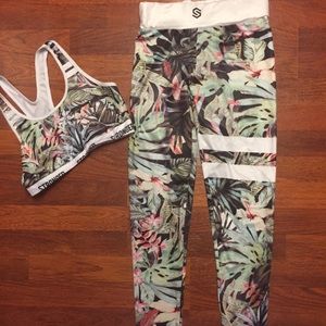 Floral leggings and Sports Bra